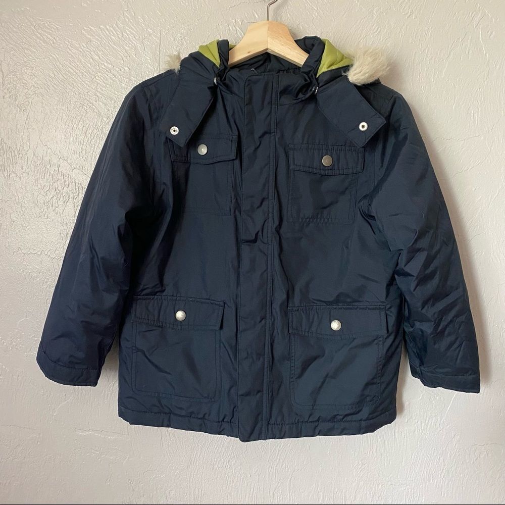 Gymboree Blue Faux Fur Hood Puff Jacket
